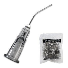 27 Gauge Grey Dental Pre Bent Flow Dispensing Needle Etch Tips - Bag of 100 Applicator Tips by PlastCare USA