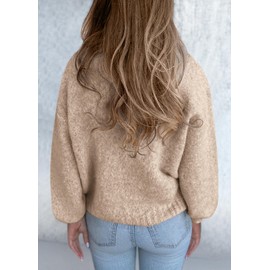 KIRUNDO Sweaters for Women Fall 2025 Oversized V Neck Cozy Cute Casual Long Sleeve Knit Pullover Trendy Winter Clothing(Caramel, X-Large)