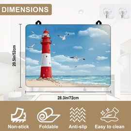 Stove Top Covers for Electric Stove,Lighthouse Seagull Beach Heat Resistant Glass Cooktop Cover Protector for Kitchen Ceramic Countertop Dish Drying Mats 28.5'' x 20.5''
