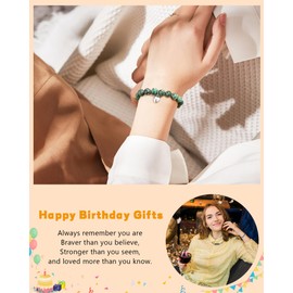 VGWON Birthday Gifts for Women Green Natural Stone Beaded Bracelet Birthday Bracelets Unique Gifts for Her Grandma Mom Wife Friends Daughter Sister
