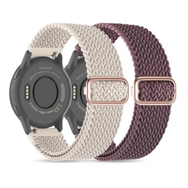 EverAct 22mm Braided Stretchy Nylon Watch Straps Compatible with Garmin Vivoactive 4 /Venu 2 /Venu 3,Soft Elastic Fabric Wristband for Garmin Forerunner 255/265