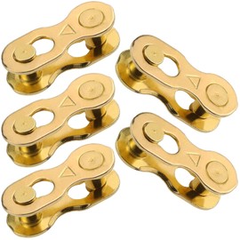 eMagTech 5 Pairs Bicycle Chain Links for 6/7/8 Speed Chain Mountain Bike Road Bike Reusable Magic Buckles Quick Assembly Disassembly Manganese Steel Gold Cycling Accessories