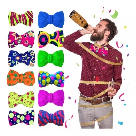 Lecute 20 Moños Neon Fiesta Batucada Corbata Pvc Hora Loca Disfraz