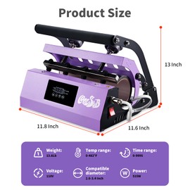 CoolSub Tumbler Heat Press Machine, Mug Press Machine for 30oz 20oz, Sublimation Blank Skinny Tumbler Glass Jar Can 11-16oz Mugs, Heat Transfer Print for Sublimation Tumblers, Cups, Mugs Purple