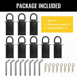 Grandroad Auto Stake Pocket D Rings for Trailer 1/2" Hitch Pin 4 Holes, 18,000lbs Heavy Duty D Rings for Utility Trailers, Flatbed Trucks | Grandroad auto