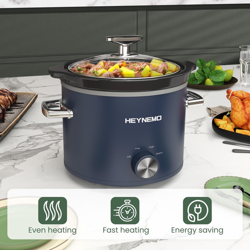 2 QT Small Slow Cooker, 3 Adjustable Temp, Upgraded Ceramic