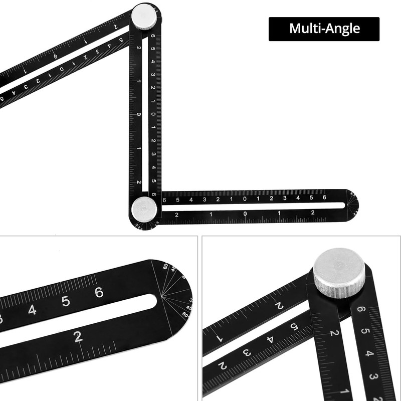 QWORK® Angle Measuring Ruler, 12 Part Angle Template Multi Angle