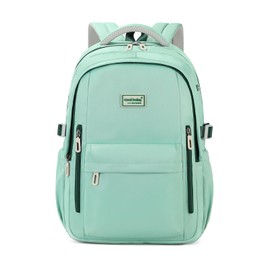 MOONBABY Backpack for School, Classic College Backpack Multiple-pocket Bookbag for Teen Boys Girls Travel Backpack with Luggage Strap for Women Men, Green