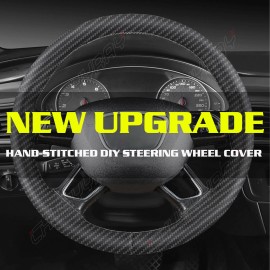 CHUSYYRAY Hand-Stitched DIY Steering Wheel Cover 14.5-15" Carbon Fiber Look For Kia