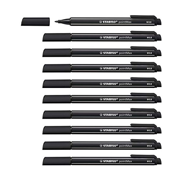 Nylon Tip Writing Pen - STABILO pointMax Box of 10 Black