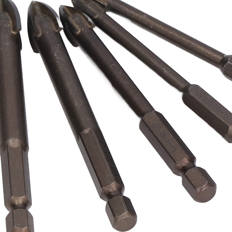 5Pcs Cross Hex Drill Bit Carbide Glass Drills Bits Concrete