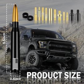 American Flag Car Bullet Antenna,Truck Exterior Decoration Accessories[New Upgrade Flag Design] Car Antenna Replacement for Car SUV Truck Most Auto Cars Antenna Accessories (Gold)