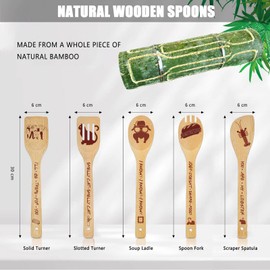 Friends Merchandise Gifts Wooden Spoons for Cooking, Natural Bamboo Kitchen Utensils Set 5 Pack for Holiday Party Decorations Kitchens Accessories Christmas Birthday Gift TV Show Fans Lover