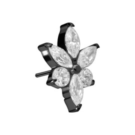 PIERCINGLINE Titanium Attachment with Push Pin Crystal Flower without Labret Stud Piercing Nose Ear Choice of Colours, Titanium