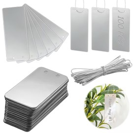 MorningRo 100 Pcs Aluminum Plant Labels Bulk 3.74 x 1.57 Inch Large Metal Plant Tags Double Sided Written Tree Tags Labels Markers with 100 Metal Wires for Outdoor Garden Identification and Greenhouse