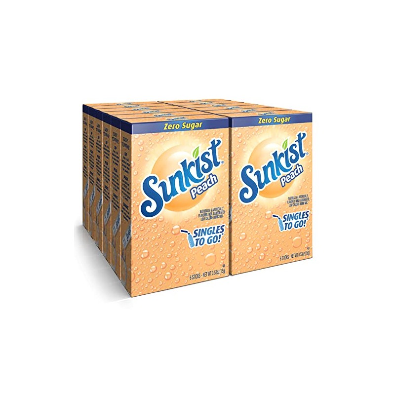 Sunkist Soda SINGLES TO GO! Drink Mix In 12 Boxes