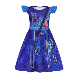 Jurebecia Little Girls Evie Nightgowns Descendants Nightdress Princess Nightgown for Kids Ruffle Sleeve Pajamas Sleepwear Fantasy Gown Size 7-8