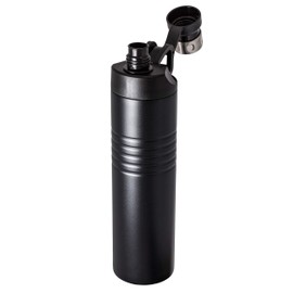 Schmalz® Korinth Thermal Stainless Steel Drinking Bottle with Engraving, Dishwasher Safe, Leak-Proof, Double-Walled, 600 ml, Sports, Leisure, Hiking, School, Camping 52456 (Black, with Engraving)