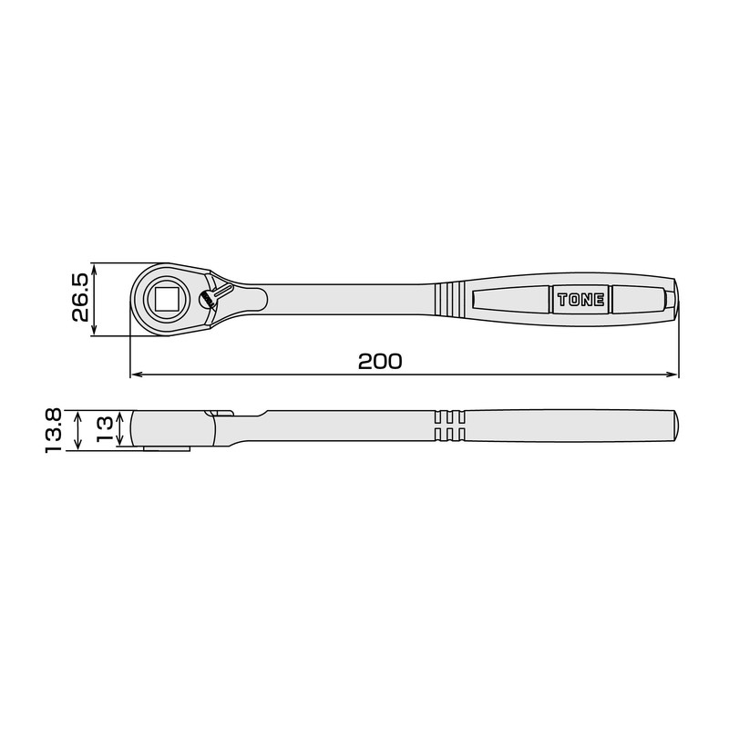 Tone Ratchet Handle RH3B 3/8" Drive Angle 0.37 inches (9.5