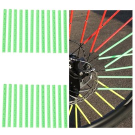 24 Pieces Bike Wheel reflectors, 360° Bicycle Spoke reflectors, Bicycle Wheel Rim Spoke Clip, Bicycle Tube Strip Safety Warning Reflector (Green)