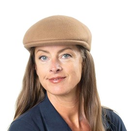 Lipodo Flat Cap Felt Men's – Flat Cap Made in Italy – Peaked Cap Made of Wool Felt – Hat with 3 cm Peak Length – Flat Cap Autumn/Winter – Men's Hat, light brown, S