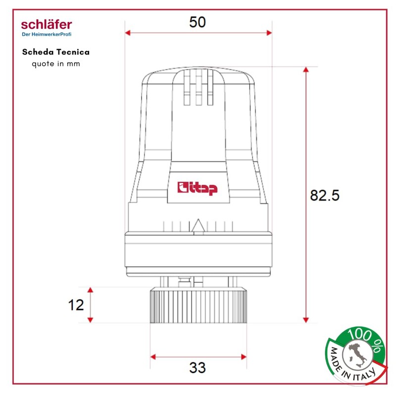 Schläfer 37021001 Thermostatic Complete Set, Thermostat Head with Built-in Liquid
