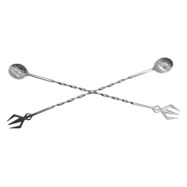 Pinenjoy 2Pcs 12.67inch Bar Spoon Fork Cocktail Mixing Spoon with Trident Fork 18/10(304) Stainless Steel Bartender Stirring Spoon for Milkshakes Juice Coffee Tea Beer Mixing