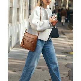 MASINTOR Crossbody Purses for Women, Multi Pocket Casual Crossbody Bag, Adjustable Strap Shoulder Bag with Tassel