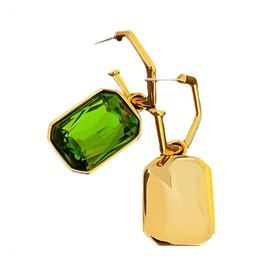KONFEN Green Crystal Stud Earrings for Women, 9ct 18K Gold Dangly Earrings Ear Studs, Dangling Drop Earrings Hypoallergenic Christmas Ladies Jewellery Gifts for Her Girls Wife Birthday