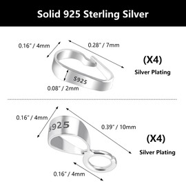 Necklace Pendant Clasp, ALEXCRAFT 8 Pcs 925 Sterling Silver Necklace Pendant Connect Clasp Silver Pinch Pendant Bails Clasp Clips for Pendant Bracelet Necklace Charms Jewelry Making Accessories