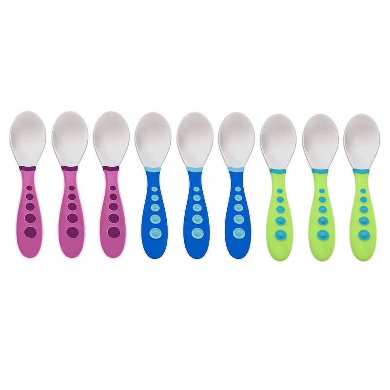 First Essentials by NUK Kiddy Cutlery 9 Piece Spoon Set-Green,