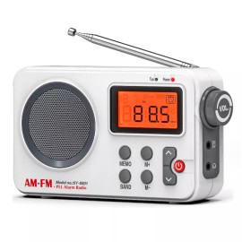 AM/FM Portable Radio with Large LCD Display, Alarm Clock & Superior Reception