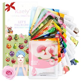 Kaely 12 Pack Variety Face Masks for Kids, Kids Face Mask Spa Day Kit Supplies, Spa Party Favors for Teens Girls Night, Sheet Facial Mask Skincare Gifts Set, Hydrating Soothe for All Skin Types, 01