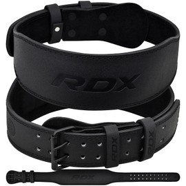 RDX Training Belt, Weightlifting Belt, WBS-4RB, WBS4FB, Power Belt, Leather, Genuine Leather, Cowhide Leather, Black, Adults, Men, Women (Full Black, Small)