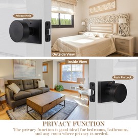 Oil Rubbed Bronze Privacy Door Knobs Interior with Lock, Heavy Duty Square Door Knobs Vintage Door Handle for Bedroom Bathroom Lockable Door Knob, Antique Bronze
