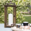 Stonebriar 18 Inch Rustic Wooden Candle Hurricane Lantern, For Table