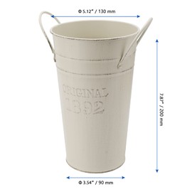 MANCHAP 4 Pack 8 Inch Vintage Galvanized Metal Vase, Small Galvanized French Bucket, Rustic Flower Vase with Handles for Home Decor, Wedding Party Supplies