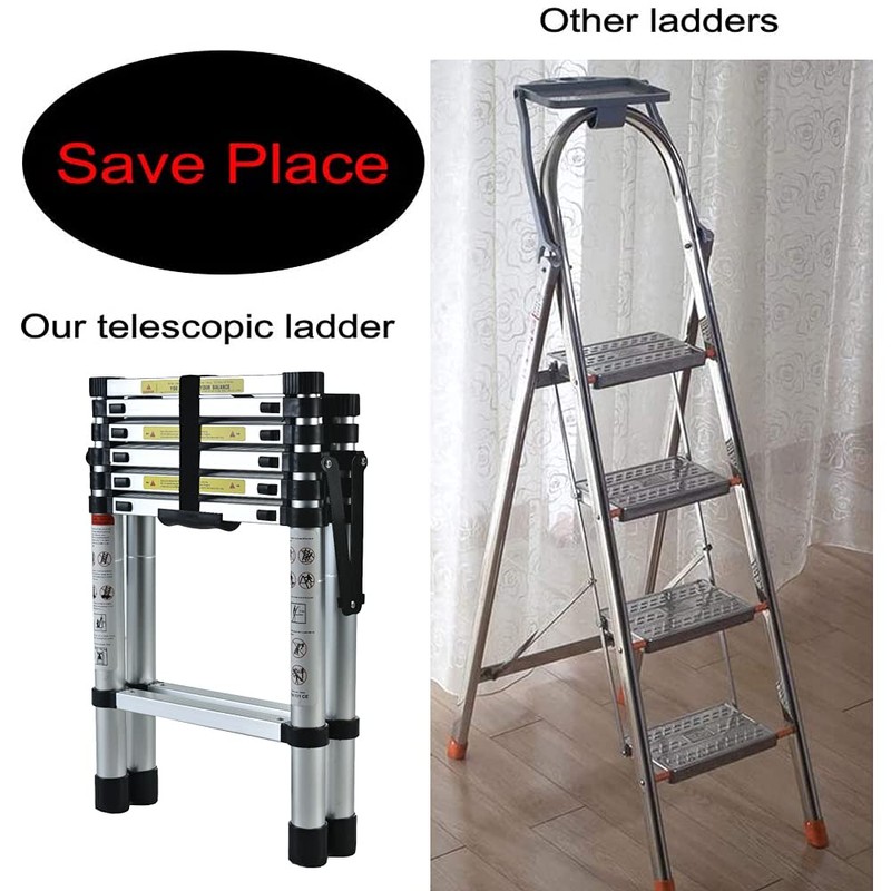5+6 Steps(5.6ft + 6.6ft) Telescoping Ladder, A-Frame Portable Folding Multi-Purpose