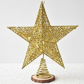 Acronde 10” Christmas Tree Topper Star Tree-top Star Christmas Tree Decoration Indoor Party Home Decoration (Gold)