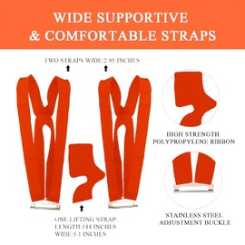 Moving Straps, 2-Person Lifting & Moving Straps, Lifting Straps for 2 Movers, Shoulder Moving Straps Dolly for Lifting Appliances, Mattresses, Furniture Up to 800 lbs, 2 Years Warranty(Orange)
