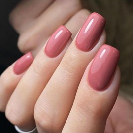 Modelones Petal Pink Press on Nails, Spring Short Square Fake Nails, Reusable Nail Kit with Nail Glue Adhesive Tabs Mini Nail File, Nails Press Ons 32Pcs 16 Sizes, Women Girl Gift