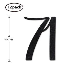 Black Glitter 71st Birthday Centerpiece Sticks, 12-Pack Number 71 Table Topper Anniversary Party Decorations