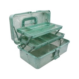 Mairuker Three-Layer Multipurpose Storage Box, Beatiful Plastic Art & Craft Tool Case, Stackable & Portable Tackle Boxes Container Sewing Organizer (Green)