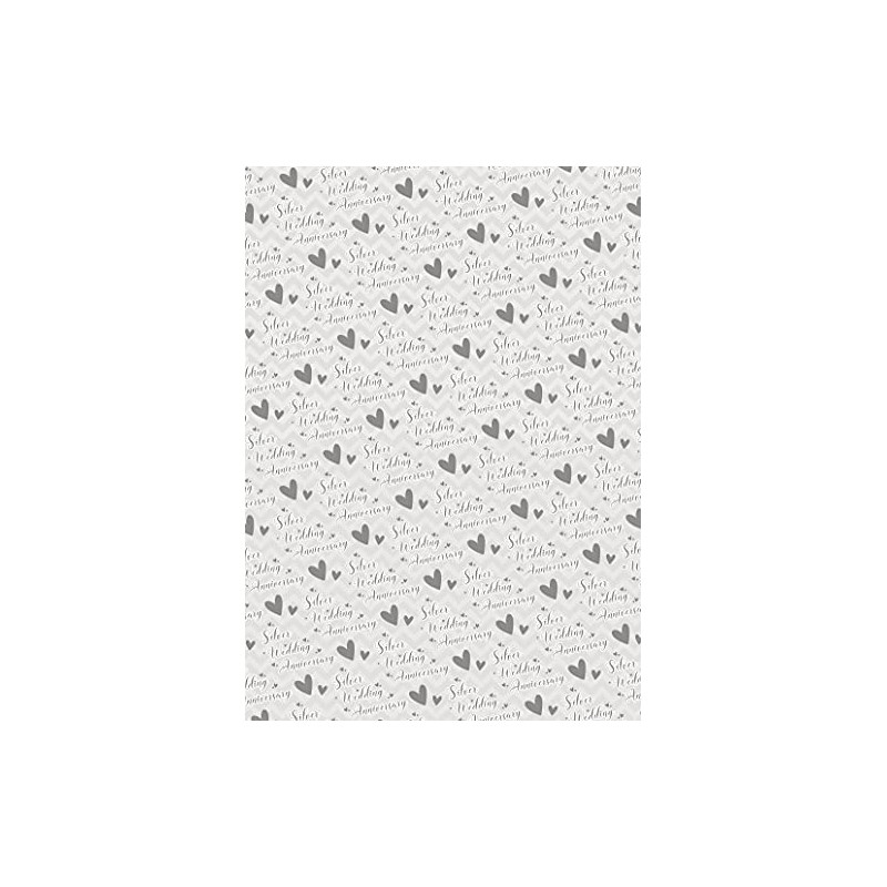 2 Sheets 25th Wedding Anniversary Wrapping Paper Silver Wedding Anniversary