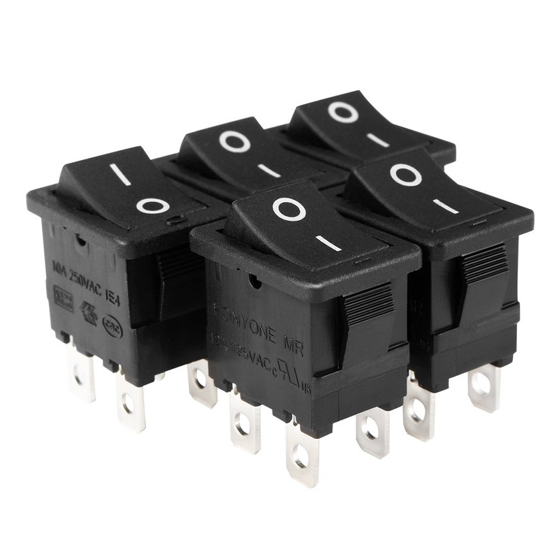 Sourcingmap 5Pcs AC 12A/125V 10A/250V DPST 4P 2 Position I/O
