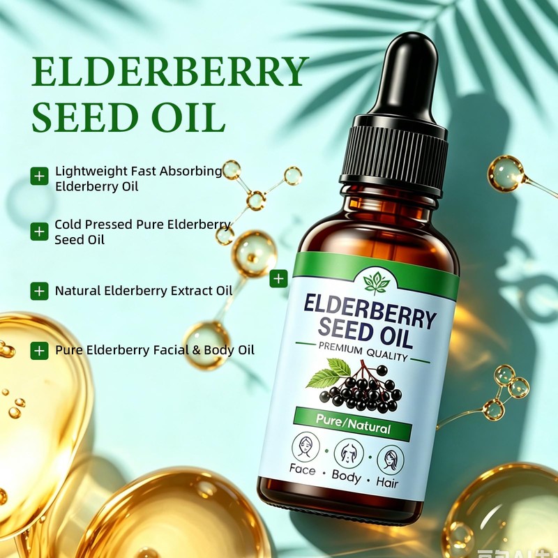 AQILUN Elderberry Seed Oil, Cold Pressed Elderberry Seed Oil, Pure
