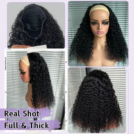 DSEKCAIN Water Wave Half Wig Human Hair 100% Real Human Hair Water Wave Half Wig With Drawstring 3 In 1 Seamless Flip Over Glueless Wigs Beginners Friendly 200 Density 20 Inch