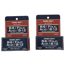 Trader Joe's 2 Pack Trader Joe's B-6 Folic Acid B-12 High Potency Dietary Supplement EXP 2028