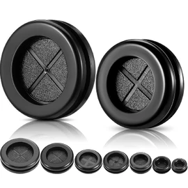 Round Rubber Plug Hole Grommet Kit 7 Sizes Black Double Sided Electrical Firewall Gasket Kit for Protecting Cable Wire Hole Plug Assortment Automotive Supply (52 Pieces)