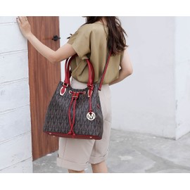 MKF Collection Shoulder Bag for Women, PU Leather Pocketbook Top-Handle Crossbody Purse Tote Satchel Handbag Chocolate